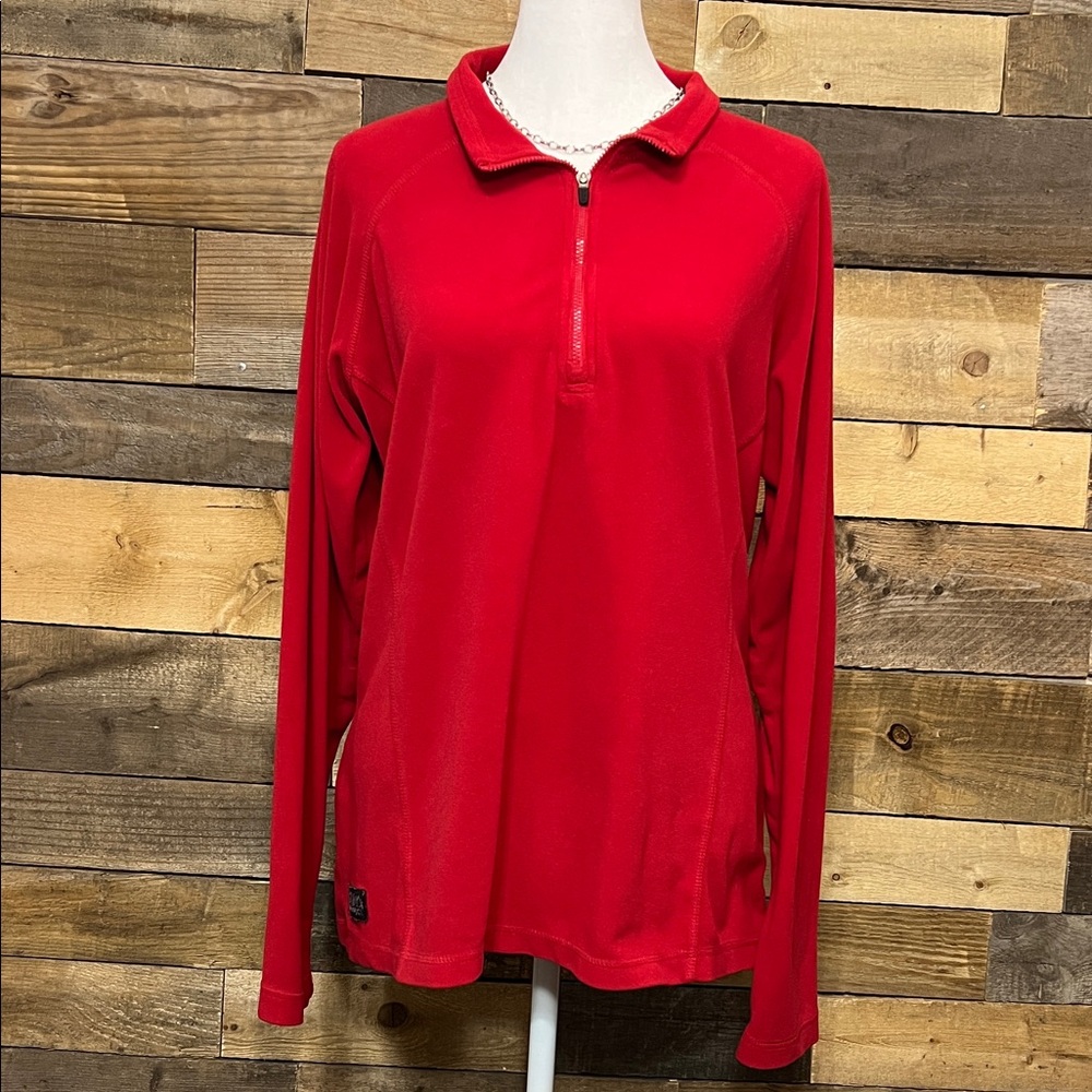 Red Women's Quarter-Zip 1/4 lightweight fleece pullover